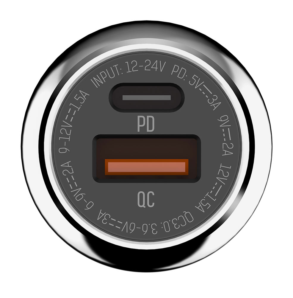 автомобильное зарядное устройство LDNIO АЗУ C1 PD+QC3.0 + Type-C to lightning cable black silver