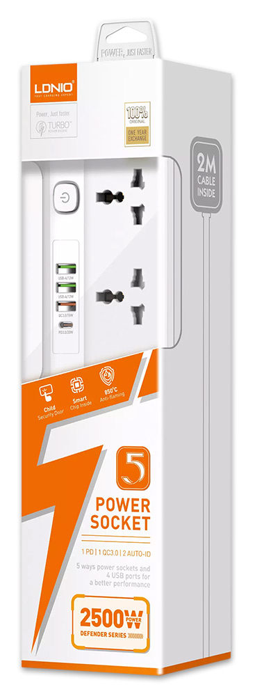 сетевой фильтр LDNIO SC5415 3USB*1TypeC*5 розеток 2м white