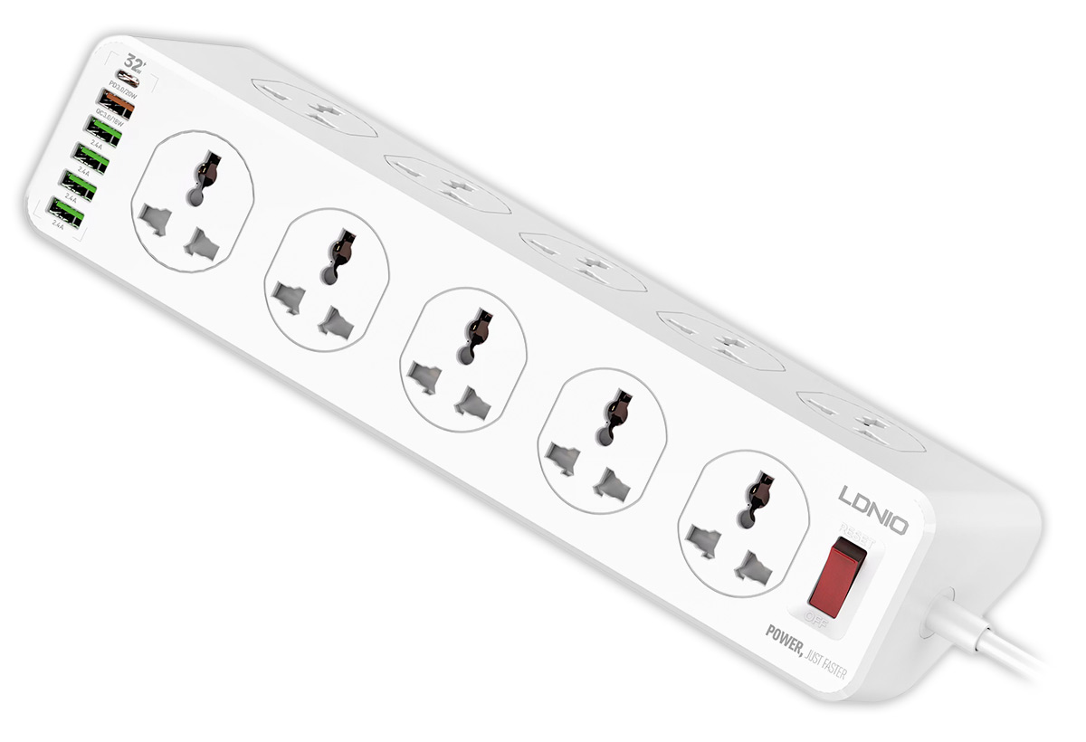 сетевой фильтр LDNIO SC10610 5USB*1TypeC*10 розеток 2м white