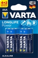 батарейки (6 шт.) Varta LR03/AAA LONGLIFE Power-4+2BL 