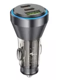 зарядка для телефона в машину Hoco NZ12D Lucky PD60W(2C1A) car charger transparent black