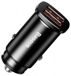 автомобильное зарядное устройство Baseus Square metal A+A 30W  Dual QC3.0