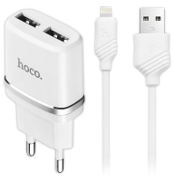 зарядное устройство Hoco C12 Smart dual USB charger 2.4A + Lightning cable