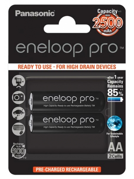 аккумуляторы (2 шт.) Panasonic 2500 mAh R6/AA Eneloop Pro 3HCDE/2BE-2BL