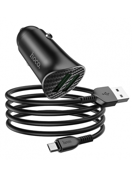 автомобильное зарядное устройство Hoco Z39 Farsighted dual port QC3.0 Car charger + micro cable