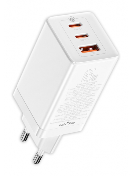 быстрая зарядка для смартфона и ноутбука Baseus GaN3 Pro Fast Charger 2C+U 65W