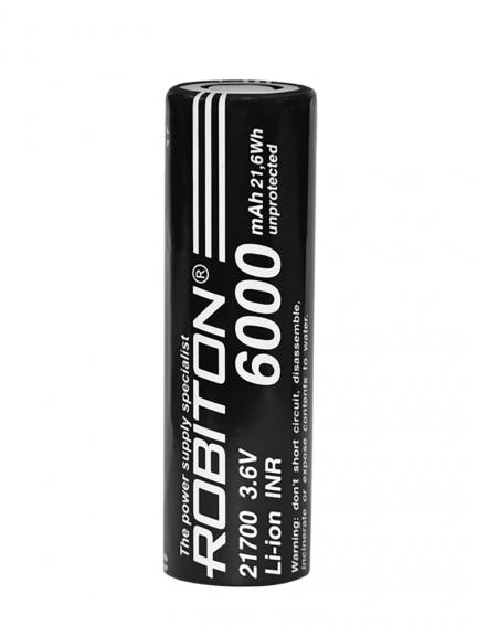 аккумулятор литиевый INR Robiton 21700 Li-Ion 6000mAh без защиты с плоским контактом