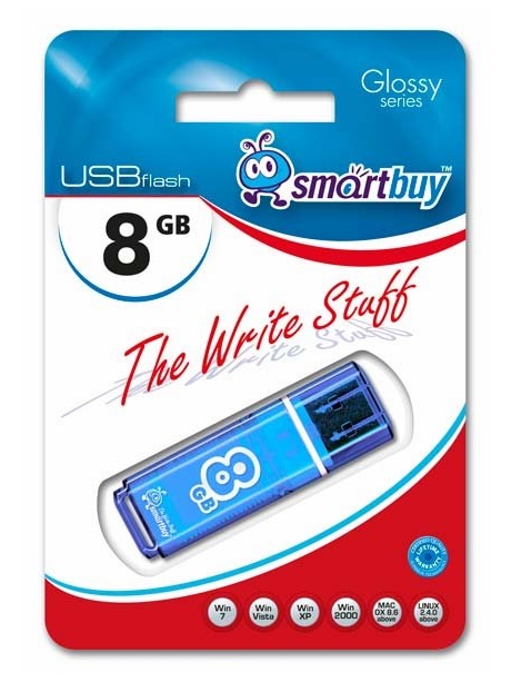 флешка USB SmartBuy Glossy series 8Gb blue