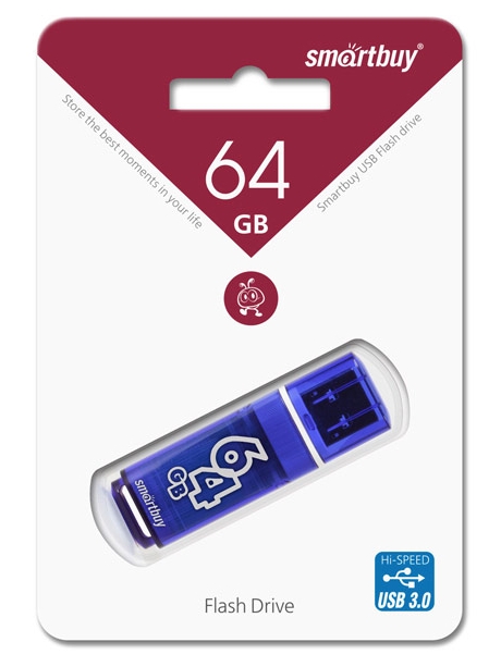 флешка USB 3.0 SmartBuy Glossy series 3.0  64Gb dark blue