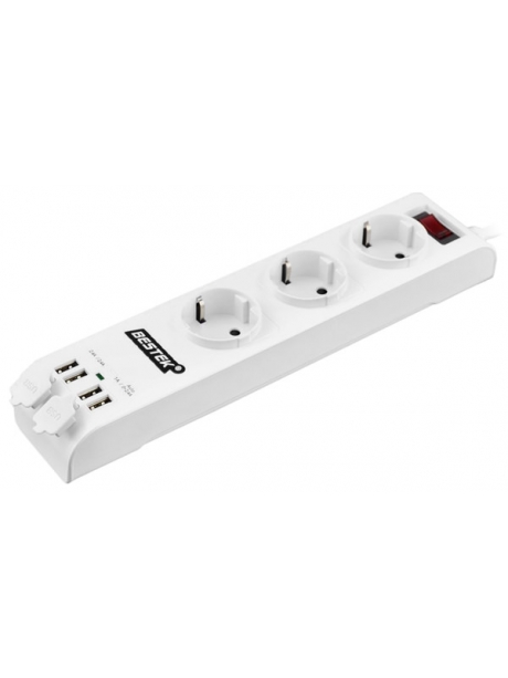 сетевой фильтр с USB портами Bestek EU power strip MRJ3600HU white