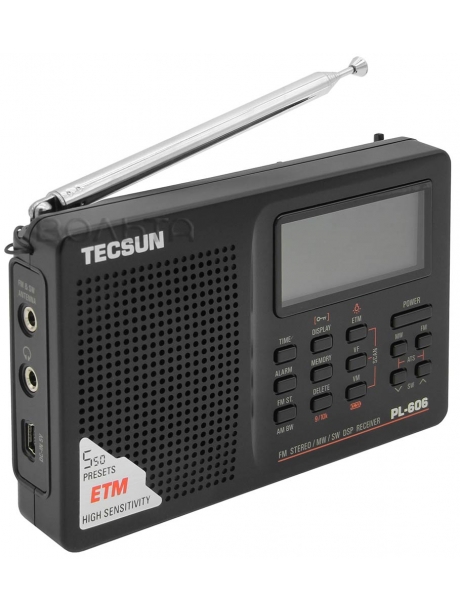 цифровой радиоприемник с расширенным ФМ диапазоном Tecsun PL-606 (export version) black