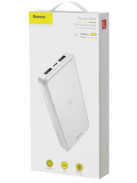 внешний аккумулятор с беспроводной зарядкой Baseus M36 Wireless Charger Powerbank 10000mAh white