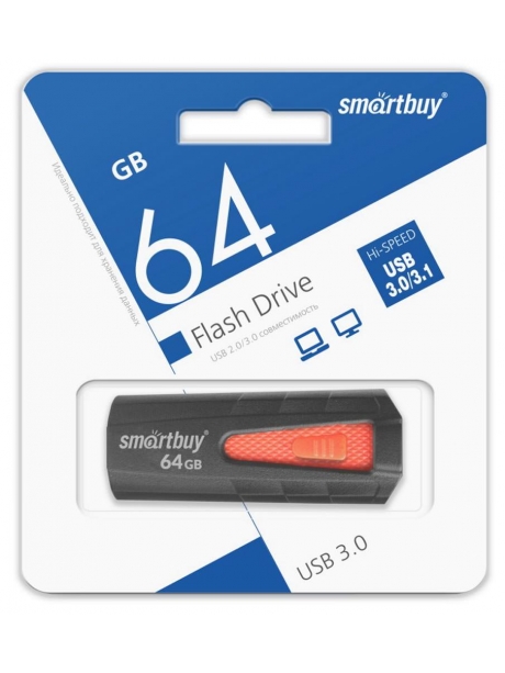 флешка USB SmartBuy IRON 64Gb 3.0 black/red