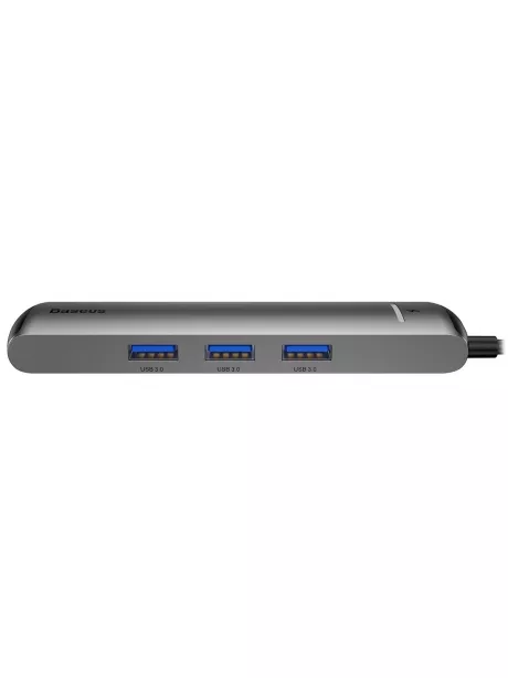 многопортовый адаптер для ноутбука Baseus Six-in-one smart HUB docstation grey
