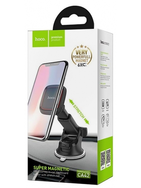 магнитный держатель на присоске Hoco CA42 Cool Journey in-car dashboard holder with stretch rod black
