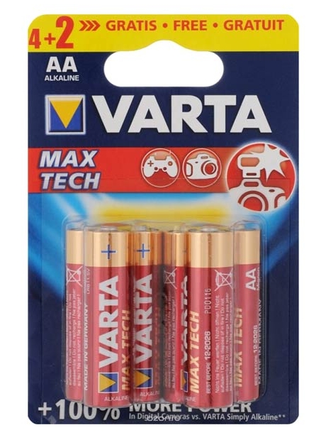 батарейки (6 шт.) Varta LR6/AA LONGLIFE Max Power-4+2BL 