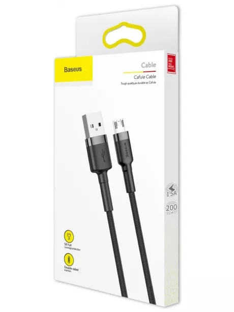 кабель передачи данных Baseus Cafule Cable USB For Micro 1.5A 2m gray + black