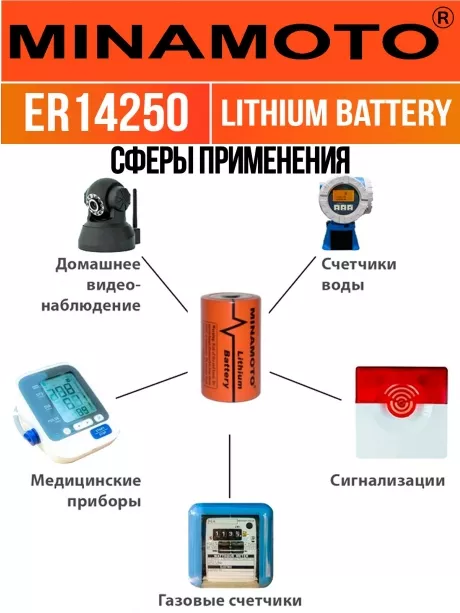 промышленная литиевая батарейка Minamoto ER 14250(1/2AA) 