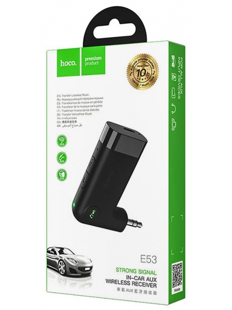bluetooth AUX аудиоадаптер Hoco E53 Dawn sound in-car AUX wireless receiver black