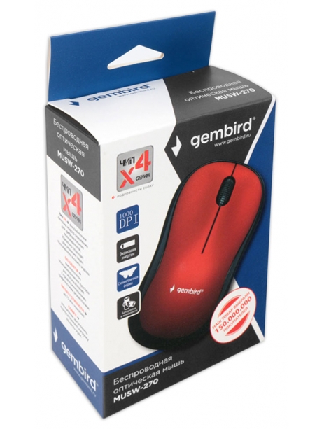 беспроводная мышь Gembird MUSW-270 красный