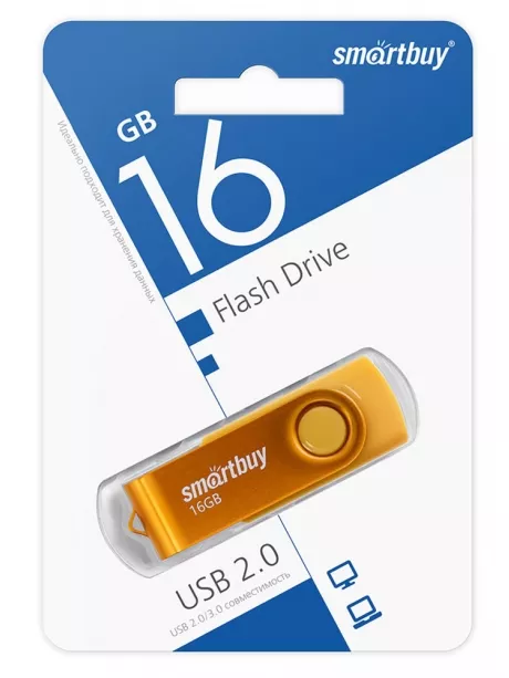 флешка USB SmartBuy Twist 16Gb yellow