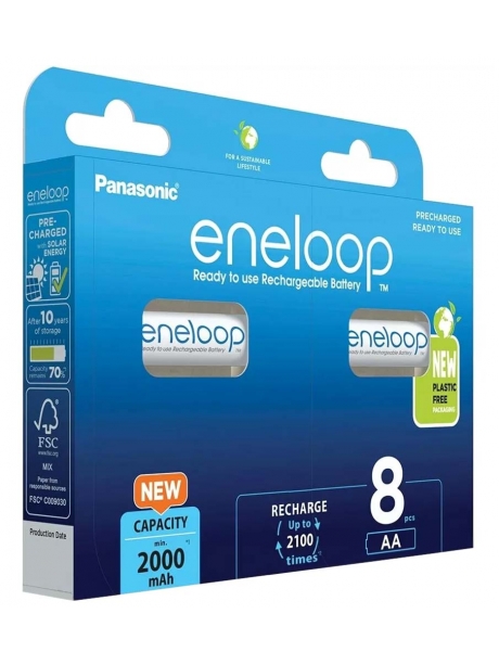 аккумуляторы (8 шт) Panasonic 2000 mAh R6/AA Eneloop BK-3MCDE/8BE-8BL 
