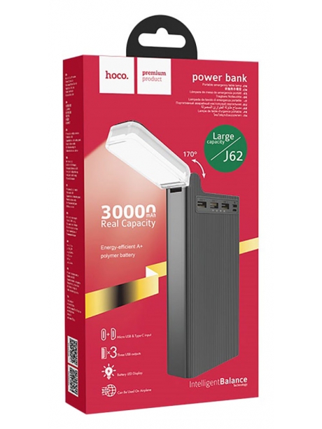 внешний аккумулятор Hoco J62 Jove table lamp mobile power bank(30000mAh) black