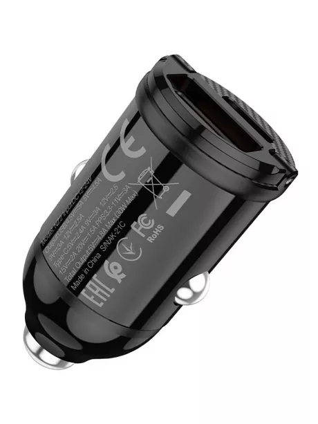 автомобильная зарядка для телефона Hoco NZ2 Link PD30W+QC3.0 car charger black