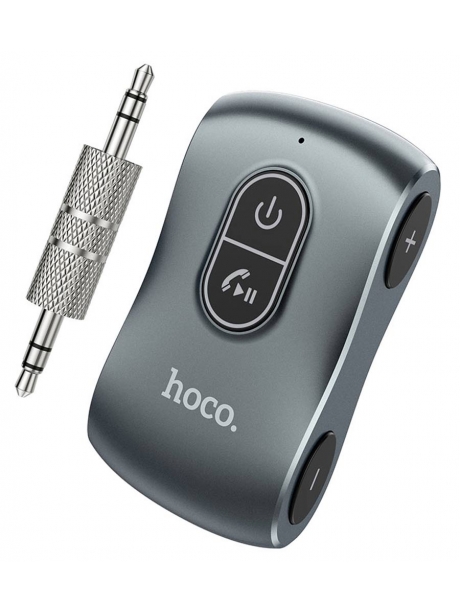 bluetooth AUX аудиоадаптер Hoco E73 Tour Car AUX BT Receiver metal grey