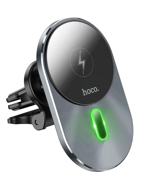 магнитный держатель с беспроводной зарядкой Hoco CA91 Magic magnetic wireless fast charging car holder gray