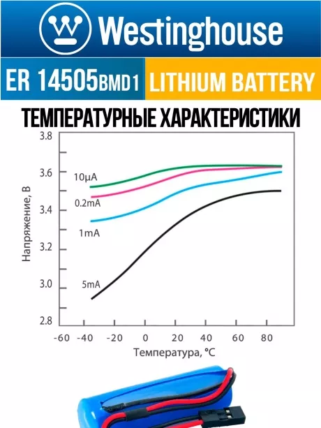 батарейки 3.6 В с коннектором Dupont 2,54 (BLS-2) Westinghouse ER 14505BMD1 (AA) connector 10шт. 