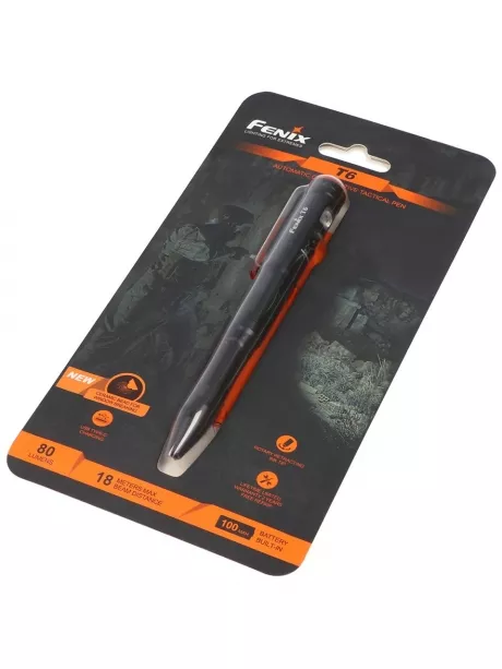 ручка тактическая с фонарём и стеклобоем Fenix T6 black
