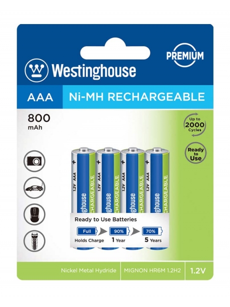 аккумуляторы (4 шт) Westinghouse 800 mAh  R03/AAA-BP4 