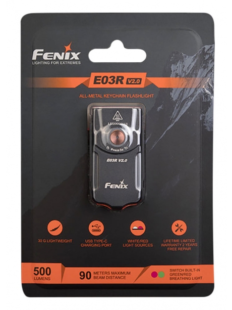 светодиодный фонарь брелок Fenix E03R EDC V2.0 grey