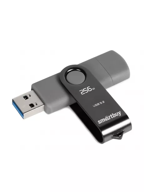 флешка USB 3.1 с двойным входом SmartBuy Twist Dual Type-C/Type-A 256GB 3.1 black