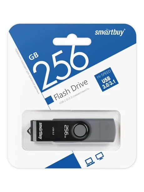 флешка USB 3.1 с двойным входом SmartBuy Twist Dual Type-C/Type-A 256GB 3.1 black