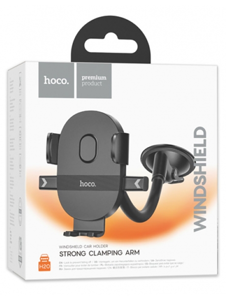 держатель для телефона на стекло Hoco H20 Mighty one-button car holder (windshield) black