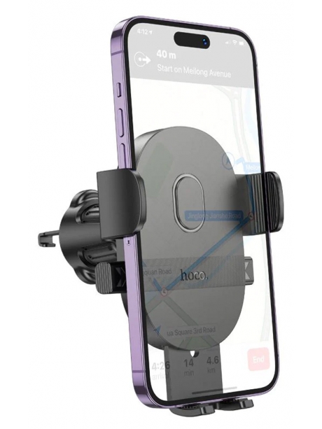 держатель для телефона в воздуховод Hoco H18 Mighty one-button car holder (air outlet) black