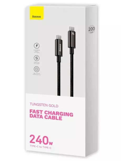 кабель для быстрой зарядки Baseus Tungsten Gold Fast Charging Data Cable Type-C to Type-C 240W 2m black