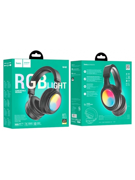 беспроводные наушники c RGB подсветкой Hoco W48 Focus BT headphones black