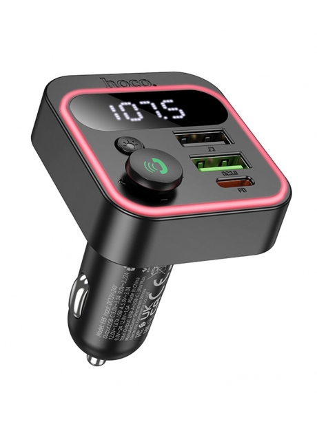 зарядка для телефона в машину с FM трансмиттером Hoco E85 Tiger PD20W+QC3.0 car BT FM transmitter black