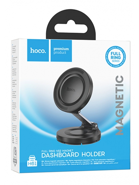 магнитный держатель MagSafe Hoco H61 Show folding ring magnetic car holder (dashboard) black/metal gray