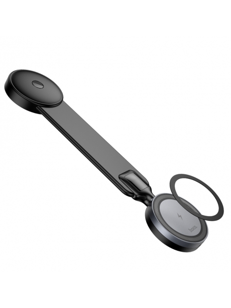 держатель для телефона с беспроводной зарядкой Hoco HW29 Totem ring magnetic wireless fast charging car holder black/metal gray