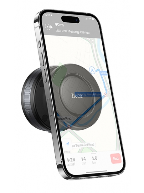 держатель MagSafe с электрической присоской Hoco H87 Dragon electric suction cup magnetic holder (universal) black/metal gray