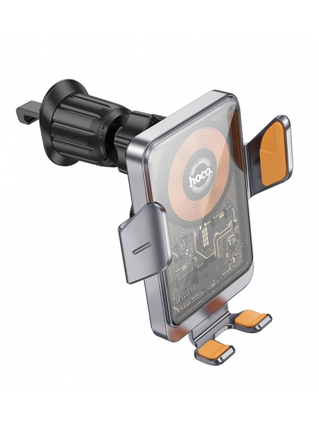 держатель Hoco HW7 Transparent Discovery Edition wireless fast charging car hold metal gray