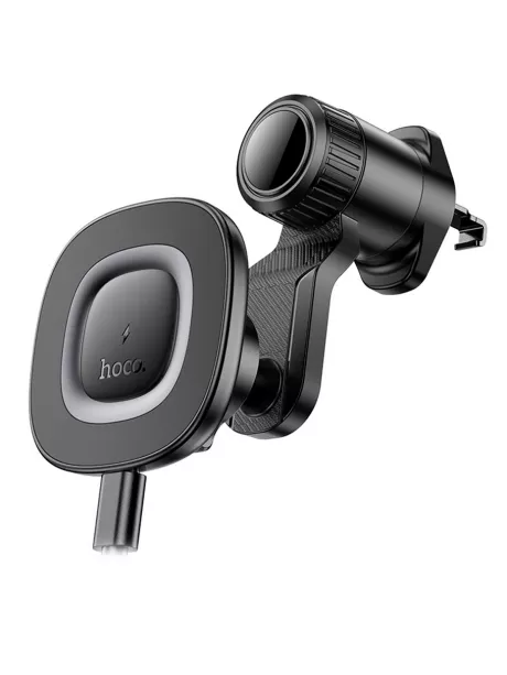 магнитный держатель с беспроводной зарядкой Qi Hoco HW30 Crown magnetic wireless charging car holder(air outlet) black/metal gray