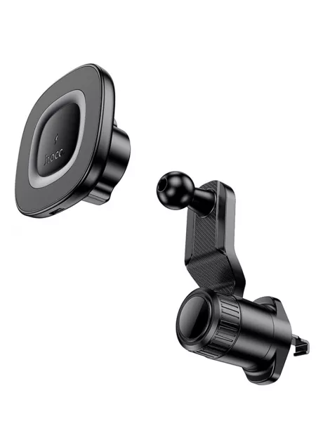 магнитный держатель с беспроводной зарядкой Qi Hoco HW30 Crown magnetic wireless charging car holder(air outlet) black/metal gray