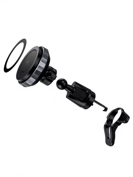 держатель на решетку с беспроводной зарядкой Hoco HW37 Craft QI2.2 magnetic wireless fast charging car holder black