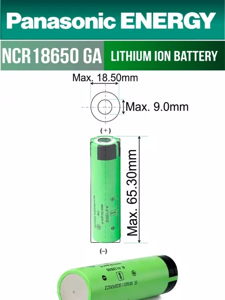высокотоковый литиевый аккумулятор Panasonic NCR18650GA PW Li-Ion 3450mAh (min 3300mAh) 3шт. 