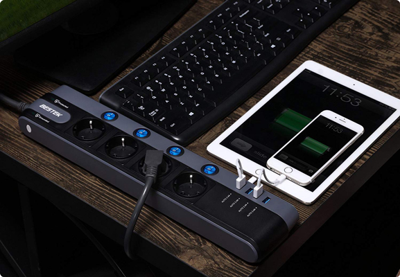 сетевой фильтр Bestek EU power strip MRJ4402 black